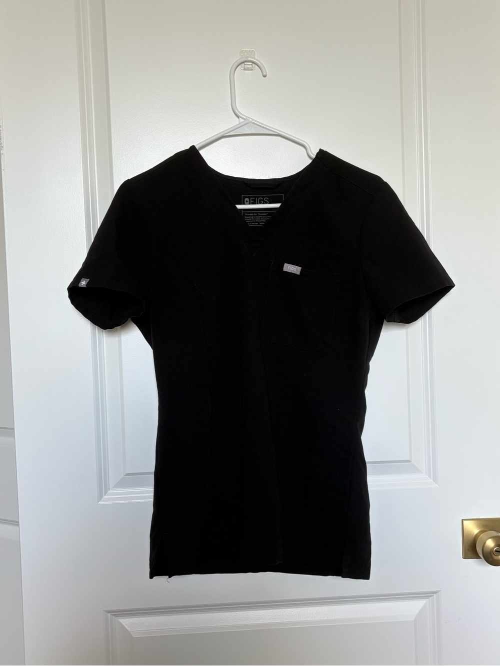 Figs Black V-Neck Scrub Tee